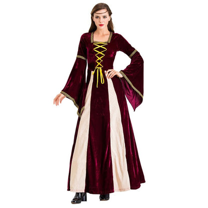 Medieval European Retro Flannel Court Dress Queen Cosplay Stage Costume