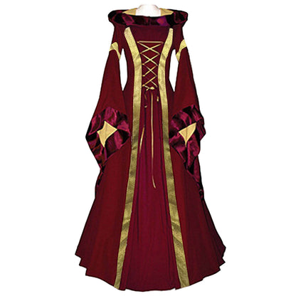 Medieval Victoria Retro Hooded Bell Sleeve Dress