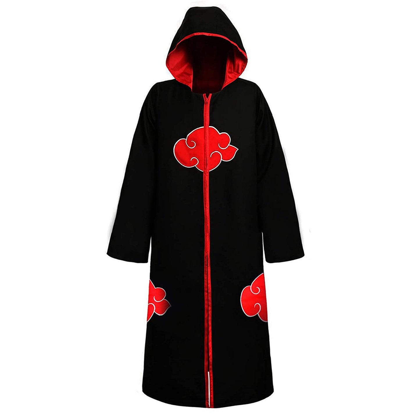 Anime Naruto Cosplay Costume Akatsuki Organization Clothes Red Cloud Cloak