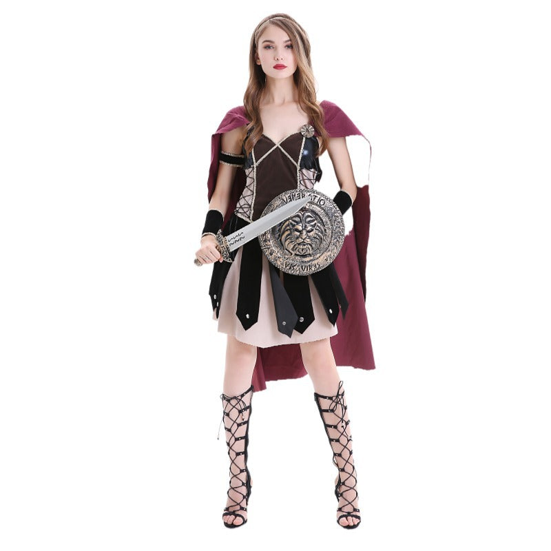 Medieval Ancient Rome Sparta Female Warrior Cosplay Greek Goddess Performance Wear