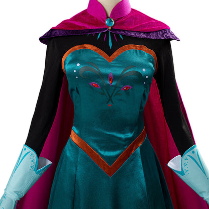 Movie Frozen Elsa Queen Green Dress Outfit Cosplay Costume Halloween Carnival Suit