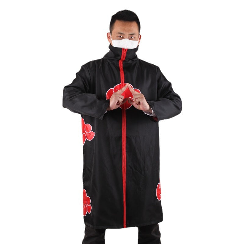 Anime Naruto Cosplay Costume Akatsuki Organization Clothes Red Cloud Cloak