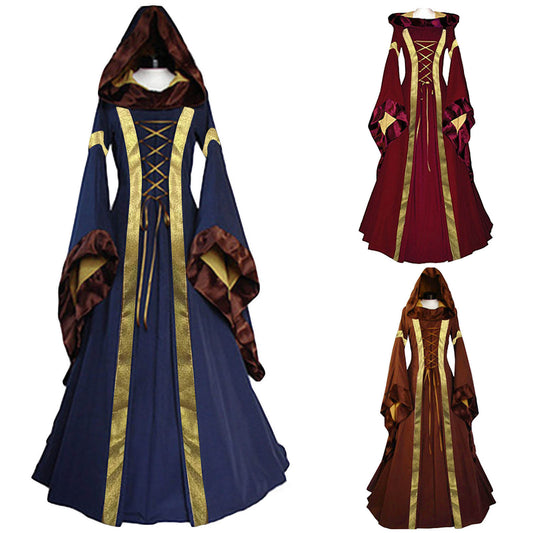 Medieval Victoria Retro Hooded Bell Sleeve Dress