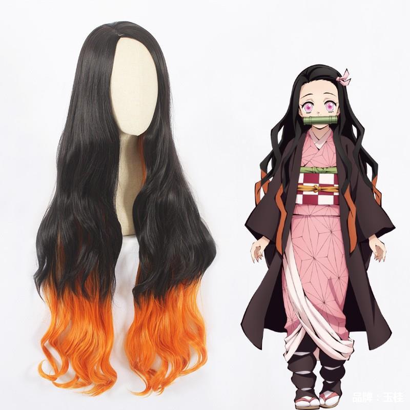 Anime Demon Slayer Kamado Nezuko Cosplay Wig Halloween Party Props