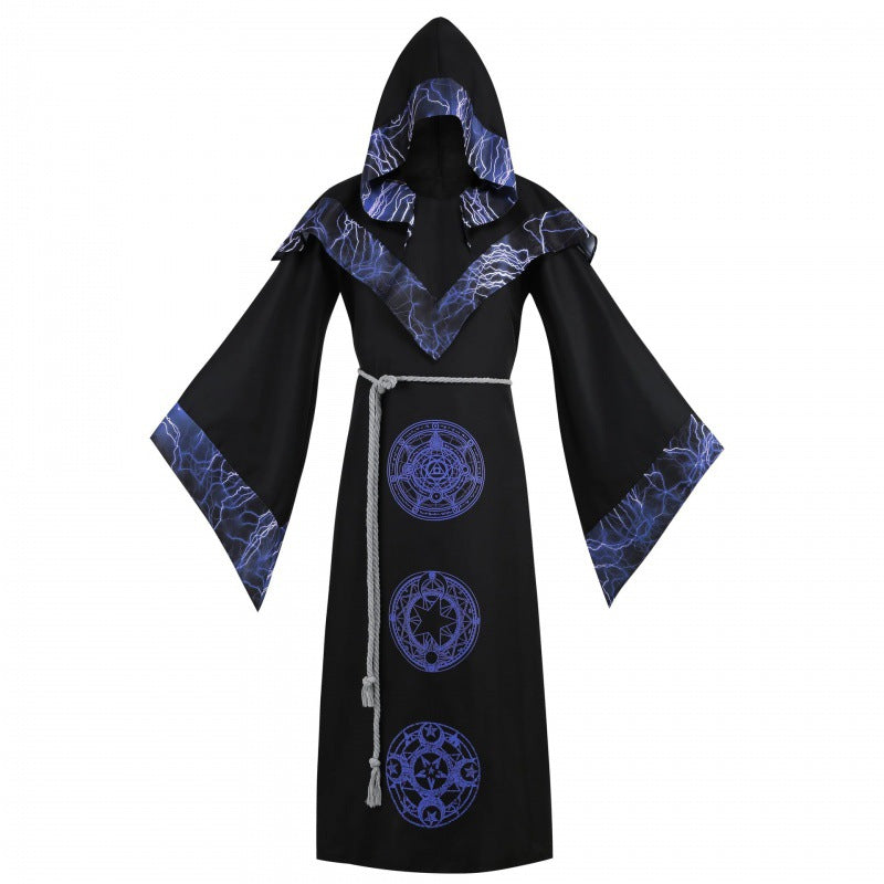 Medieval Wizard Cloak Retro Hooded Robe Halloween Costumes