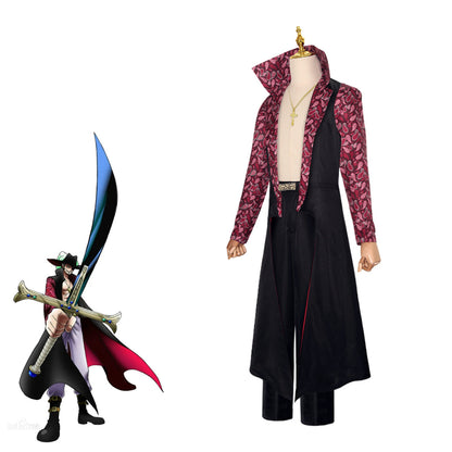 Anime One Piece Dracule Mihawk Cos Costume Stand Collar Battle Robe Cosplay Suit