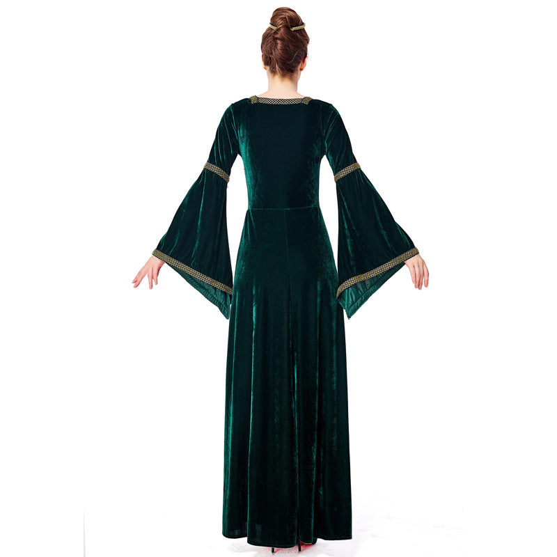 Medieval Court Velvet Long Dress Halloween Costume