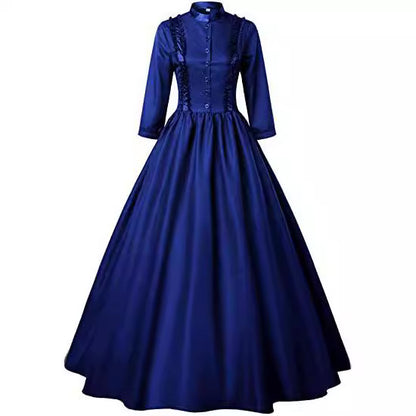 Medieval Gothic Victorian Era High-Waisted Large Flared Dress