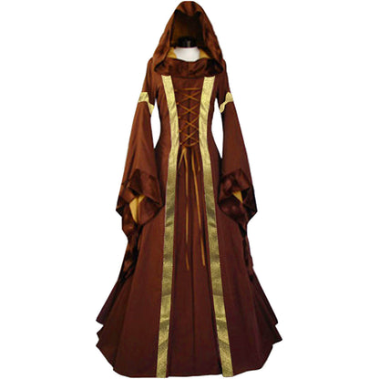 Medieval Victoria Retro Hooded Bell Sleeve Dress