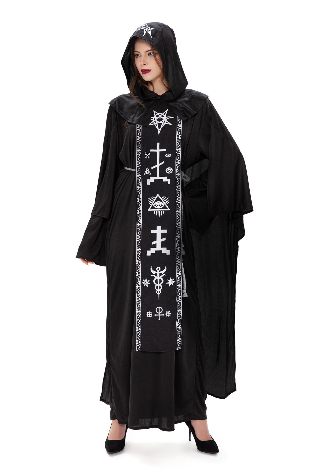 Medieval Black Pope Robe Costume Cosplay Theme Party Stage Costume