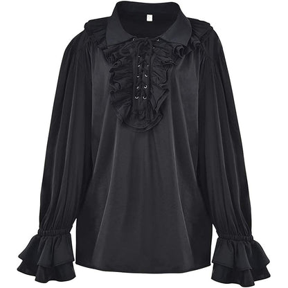 Medieval Victorian Vampire Costume Renaissance Ruffled Sleeves Shirt