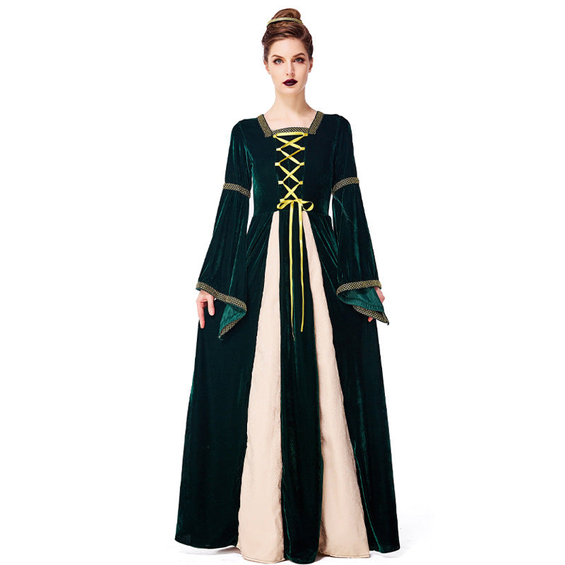 Medieval Court Velvet Long Dress Halloween Costume