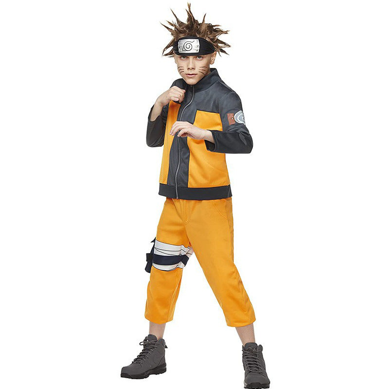 Anime Naruto Shippuden Naruto  Uzumaki Halloween Cosplay Costume for Kid