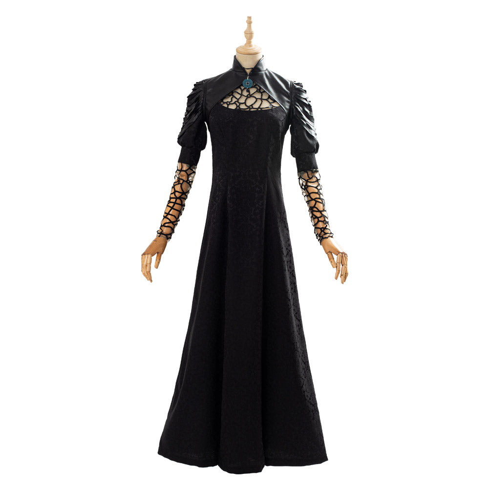 TV Series The Witcher Yennefer Black Long Dress Outfit Cosplay Costume Halloween Carnival Suit